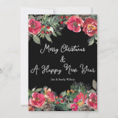 黒い背景に映える赤いクリスマスの花　エレガント シーズンカード (正面)