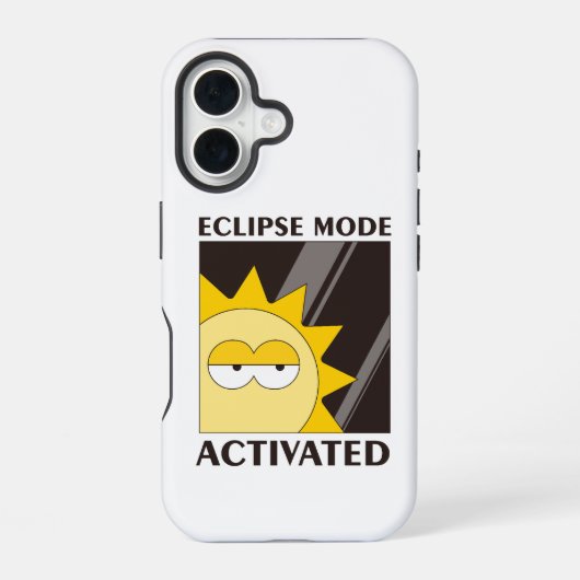 黒い背景に曇った太陽 iPhone 16ケース (裏面)