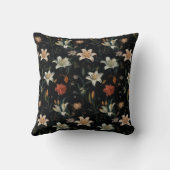 黒い背景に桃とクリームデイリー クッション (裏面)