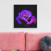 黒い背景に水滴を付ける紫のバラ キャンバスプリント (インサイチュ (リビング))