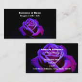 黒い背景に水滴を付ける紫のバラ 名刺 (正面/裏面)