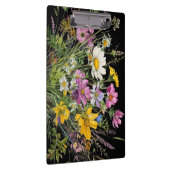 黒い背景に水色の野花の花束 クリップボード (右)