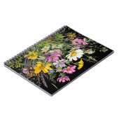 黒い背景に水色の野花の花束 ノートブック (左側)