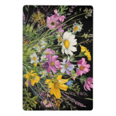 黒い背景に水色の野花の花束 ミニクリップボード (裏面)