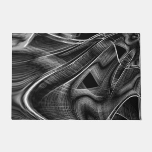 黒い背景に灰色の溝がたくさんある ドアマット (正面)