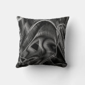 黒い背景に灰色の溝が付いている多くのツイスト クッション (裏面)