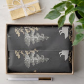 黒い背景に熊やモミの木がある 薄葉紙 (ギフト)