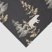 黒い背景に熊やモミの木がある 薄葉紙 (詳細)