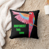 黒い背景に熱帯雨林 クッション (ブランケット)