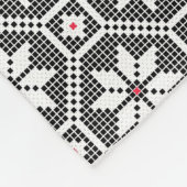 黒い背景に白いカスタマイズ孤立レース フリースブランケット (角)