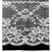 黒い背景に白いフローラレースを置きます。 シャワーカーテン (正面)