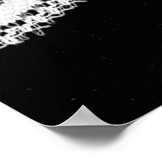 黒い背景に白いフローラレース。 ポスター (角)