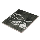 黒い背景に白い国の納屋プリント タイル (側面)