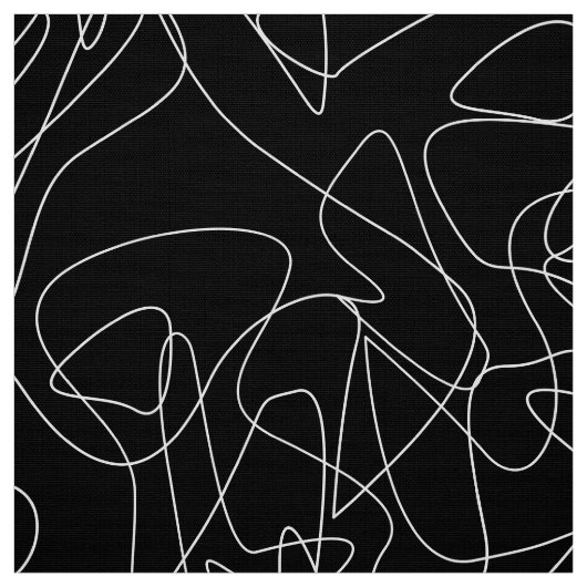 黒い背景に白い抽象的な落書き ファブリック (見本)