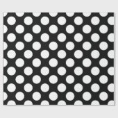 黒い背景に白い水玉模様 ラッピングペーパー (フラット)