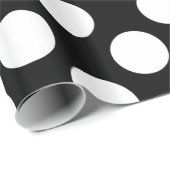 黒い背景に白い水玉模様 ラッピングペーパー (ロールコーナー)