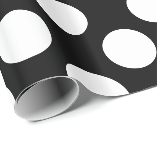 黒い背景に白い水玉模様 ラッピングペーパー (ロールコーナー)