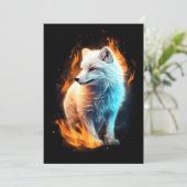 黒い背景に白い炎のキツネ シーズンカード (スタンド正面)