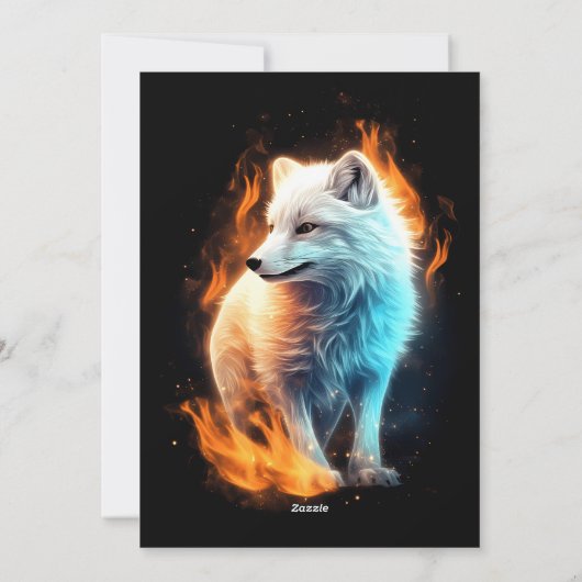 黒い背景に白い炎のキツネ シーズンカード (裏面)