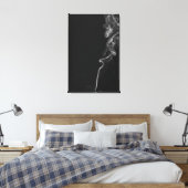 黒い背景に白い煙 キャンバスプリント (インサイチュ (寝室))
