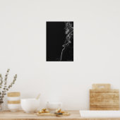 黒い背景に白い煙 ポスター (キッチン)