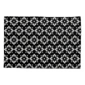 黒い背景に白い花の繰り返しパターン 枕カバー (裏面-左)