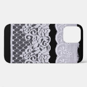 黒い背景に白い装飾レースを分離 Case-Mate iPhoneケース (裏面 (横))