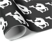 黒い背景に白い馬を駆ける ラッピングペーパー (ロールコーナー)