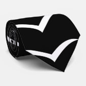 黒い背景に白い鳥をストライプ配置 ネクタイ (ロール)