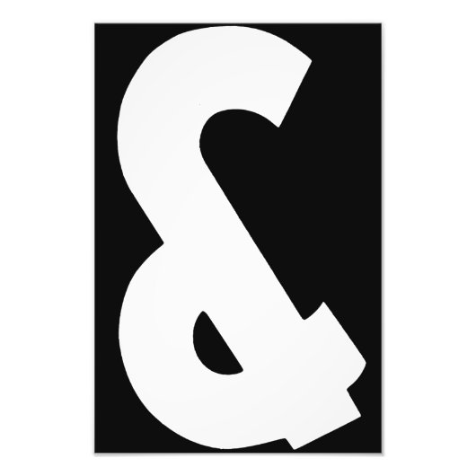 黒い背景に白のアンパサンド写真 フォトプリント            (正面)