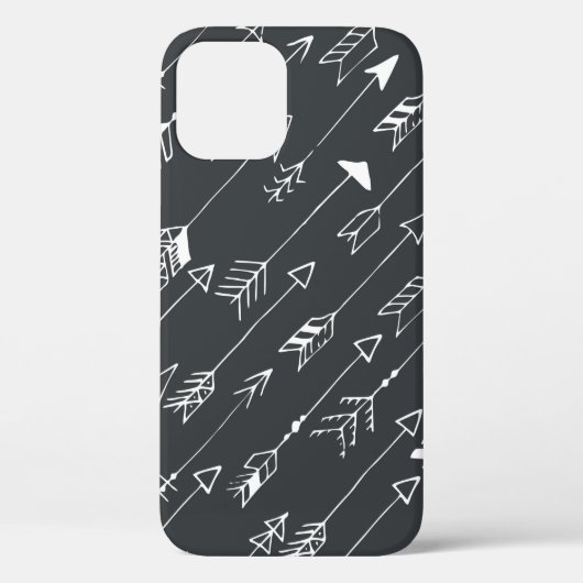 黒い背景に矢印が付いたシームレスなパターン Case-Mate iPhoneケース (裏面)