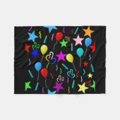 黒い背景に私のパーティーパターンがある フリースブランケット (正面(横))