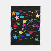 黒い背景に私のパーティーパターンがある フリースブランケット (正面)