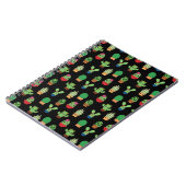 黒い背景に緑のサボテン – スパイラル境界 ノートブック (左側)