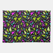 黒い背景に緑の深紅の色を三角形 キッチンタオル (横)