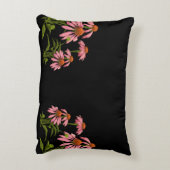 黒い背景に色の濃いピンクの花 アクセントクッション (裏面(縦))