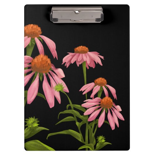 黒い背景に色の濃いピンクの花 クリップボード (正面)