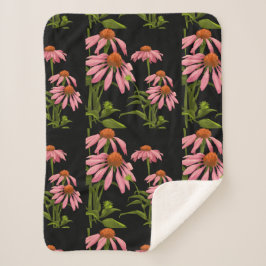 黒い背景に色の濃いピンクの花 シェルパブランケット
