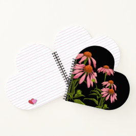 黒い背景に色の濃いピンクの花 ノートブック