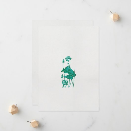 黒い背景に花と魚の絵です。 案内状 (正面/裏面インサイチュ)