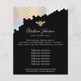 黒い背景に蜂パステルハニカム チラシ