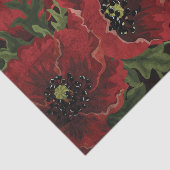 黒い背景に赤いケシとテンサイ 薄葉紙 (詳細)