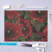 黒い背景に赤いケシとテンサイ 薄葉紙 (クラフト)