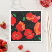 黒い背景に赤いケシのイラストレーション (インサイチュ)