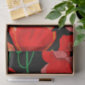 黒い背景に赤いケシのイラストレーション 薄葉紙 (ギフト)