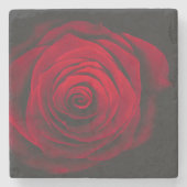 黒い背景に赤いバラのヴィンテージ効果 ストーンコースター (正面)