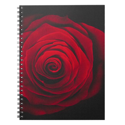 黒い背景に赤いバラのヴィンテージ効果 ノートブック (正面)