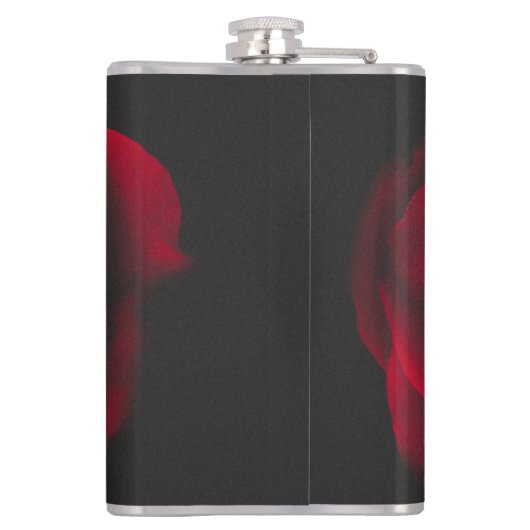 黒い背景に赤いバラのヴィンテージ効果 フラスク (裏面)