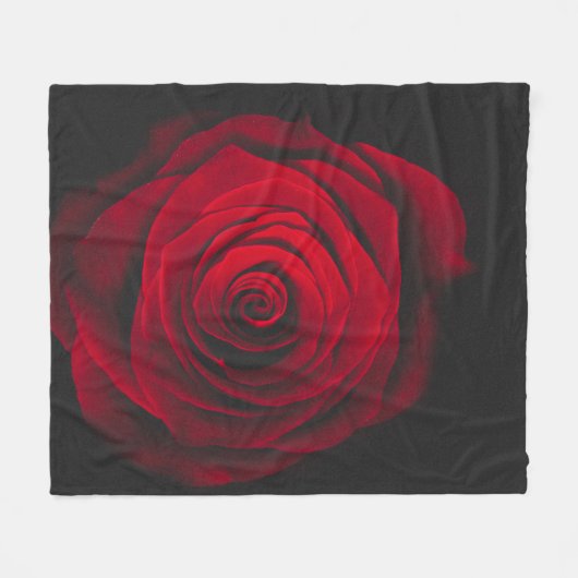 黒い背景に赤いバラのヴィンテージ効果 フリースブランケット (正面(横))