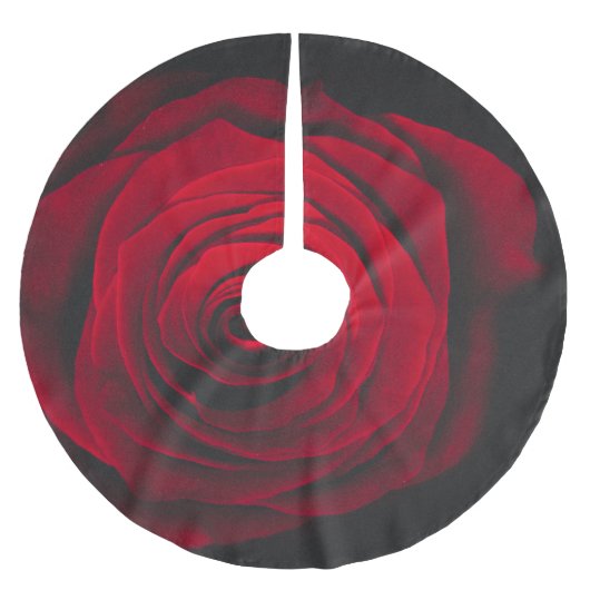 黒い背景に赤いバラのヴィンテージ効果 ブラッシュドポリエステルツリースカート (正面)